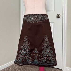 Embroidered Brown Skirt